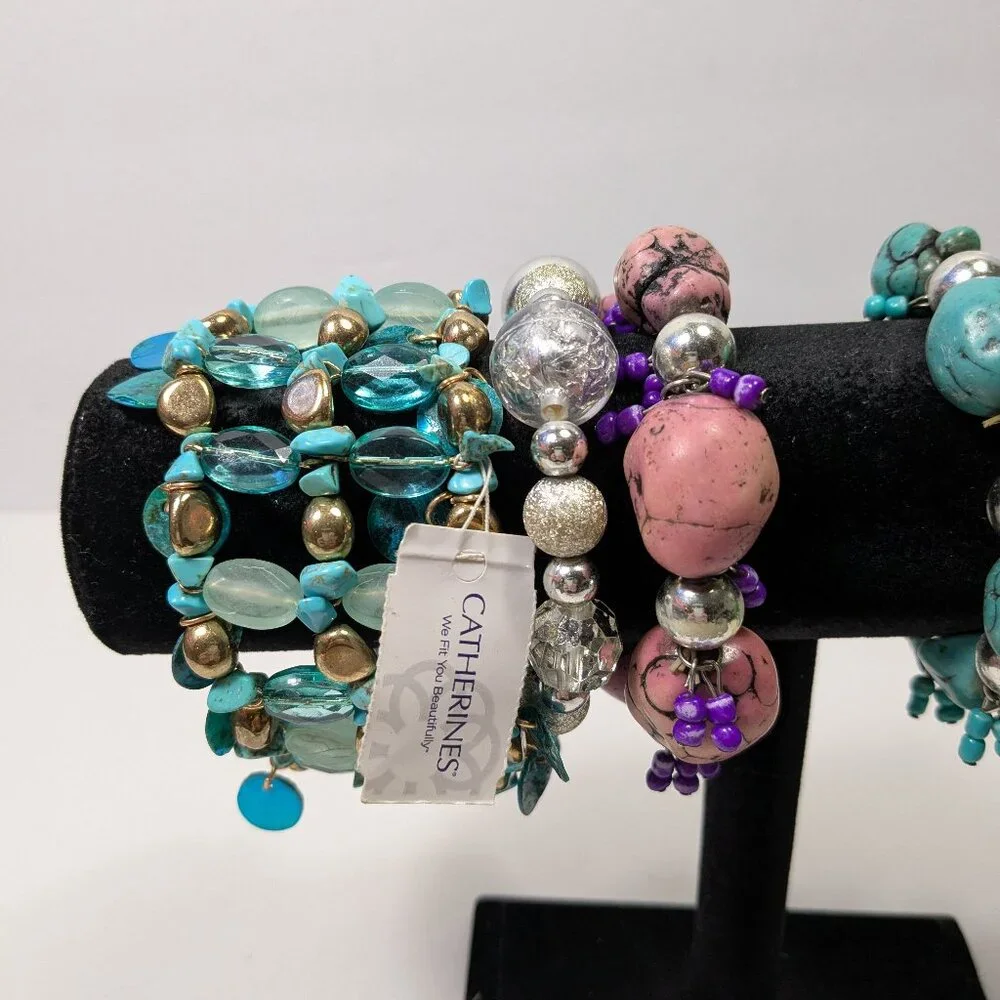 Beaded Bracelet Lot 7 Fashion Jewelry Ready to Wear Variety Colors Styles Stack